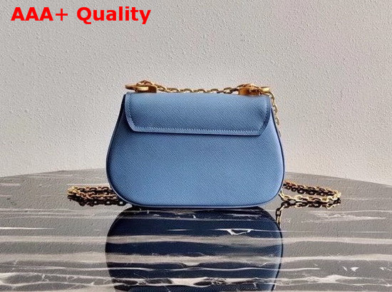 Prada Saffiano Leather Chain Shoulder Bag in Blue Replica