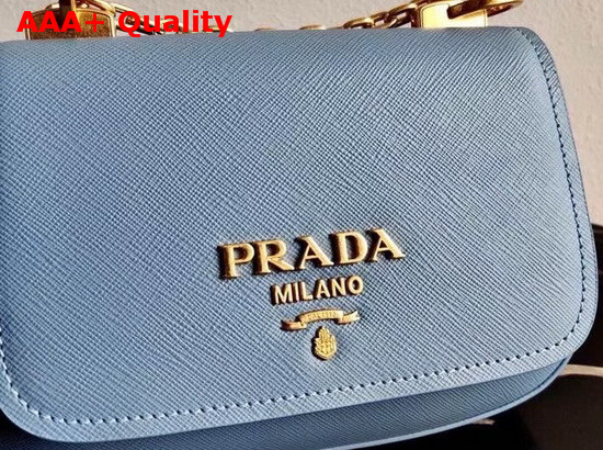 Prada Saffiano Leather Chain Shoulder Bag in Blue Replica