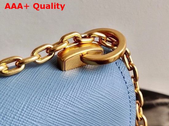 Prada Saffiano Leather Chain Shoulder Bag in Blue Replica