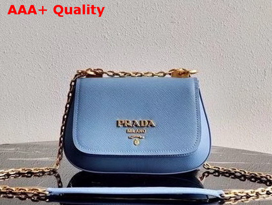 Prada Saffiano Leather Chain Shoulder Bag in Blue Replica