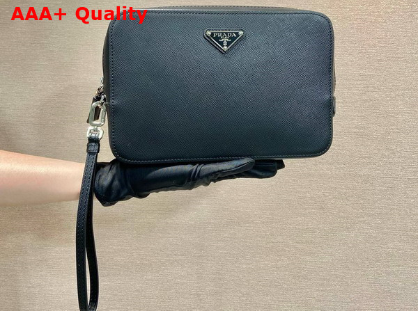 Prada Saffiano Leather Clutch in Black 2VF017 Replica