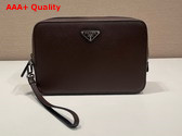 Prada Saffiano Leather Clutch in Coffee 2VF017 Replica