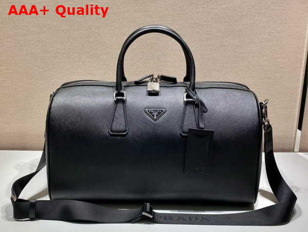 Prada Saffiano Leather Duffle Bag in Black Replica