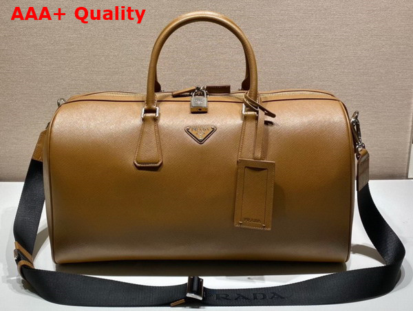 Prada Saffiano Leather Duffle Bag in Tobacco Replica