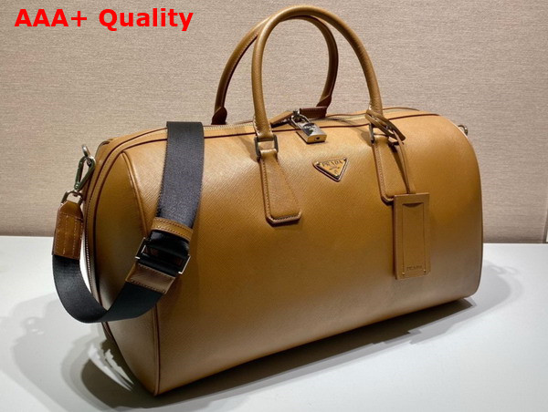 Prada Saffiano Leather Duffle Bag in Tobacco Replica