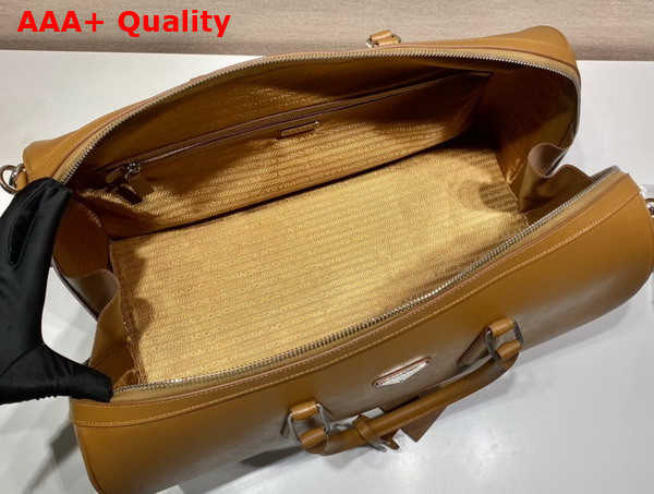 Prada Saffiano Leather Duffle Bag in Tobacco Replica