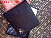 Prada Saffiano Leather Men Wallet Black Metal Logo Replica