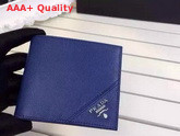 Prada Saffiano Leather Men Wallet Blue Metal Logo Replica