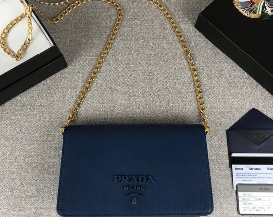 Prada Saffiano Leather Mini Bag in Blue