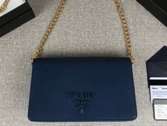 Prada Saffiano Leather Mini Bag in Blue