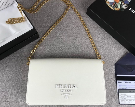 Prada Saffiano Leather Mini Bag in White