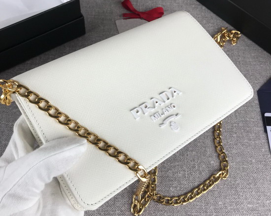 Prada Saffiano Leather Mini Bag in White