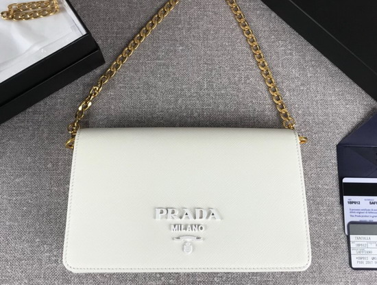 Prada Saffiano Leather Mini Bag in White