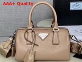 Prada Saffiano Leather Mini Boston Bag in Beige Replica