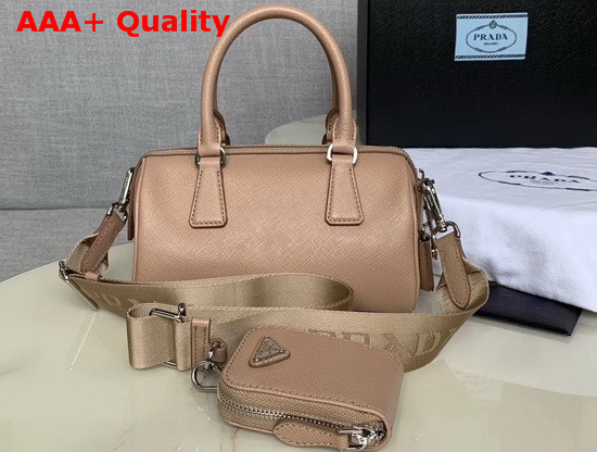 Prada Saffiano Leather Mini Boston Bag in Beige Replica