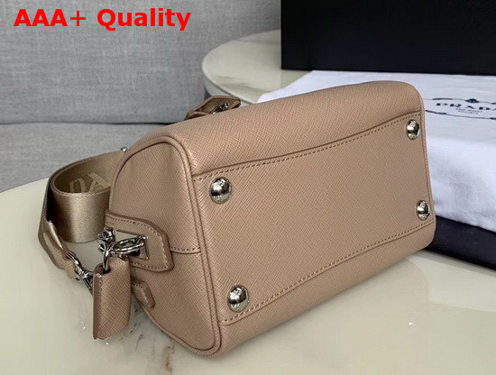 Prada Saffiano Leather Mini Boston Bag in Beige Replica