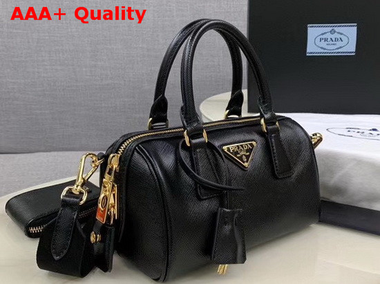 Prada Saffiano Leather Mini Boston Bag in Black Replica