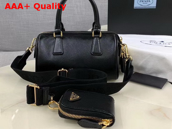 Prada Saffiano Leather Mini Boston Bag in Black Replica