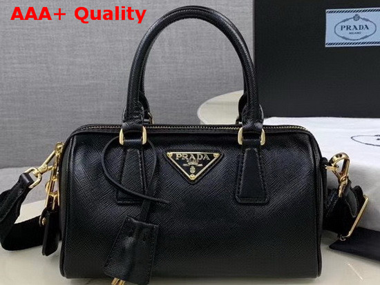 Prada Saffiano Leather Mini Boston Bag in Black Replica