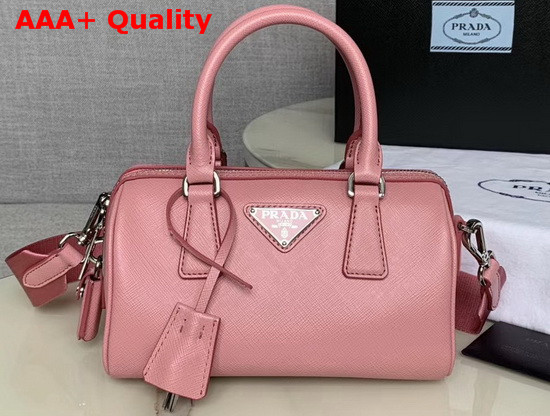 Prada Saffiano Leather Mini Boston Bag in Pink Replica