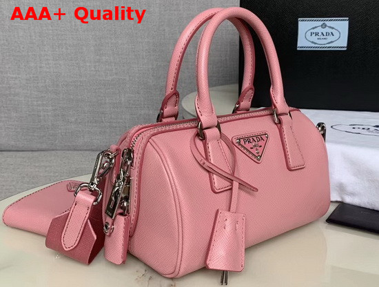 Prada Saffiano Leather Mini Boston Bag in Pink Replica