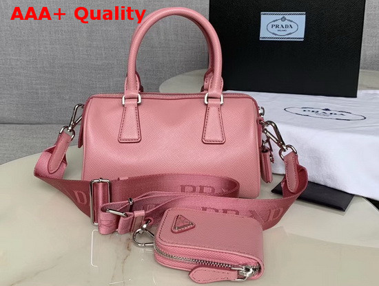 Prada Saffiano Leather Mini Boston Bag in Pink Replica