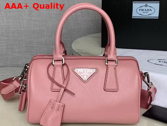 Prada Saffiano Leather Mini Boston Bag in Pink Replica