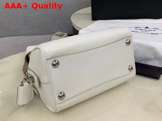 Prada Saffiano Leather Mini Boston Bag in White Replica