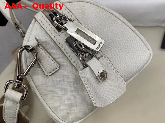 Prada Saffiano Leather Mini Boston Bag in White Replica