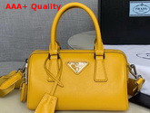 Prada Saffiano Leather Mini Boston Bag in Yellow Replica