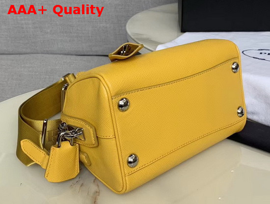 Prada Saffiano Leather Mini Boston Bag in Yellow Replica