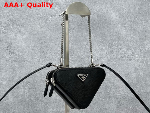 Prada Saffiano Leather Mini Pouch in Black 1NR015 Replica