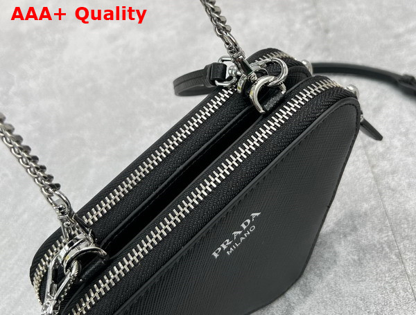 Prada Saffiano Leather Mini Pouch in Black 1NR015 Replica