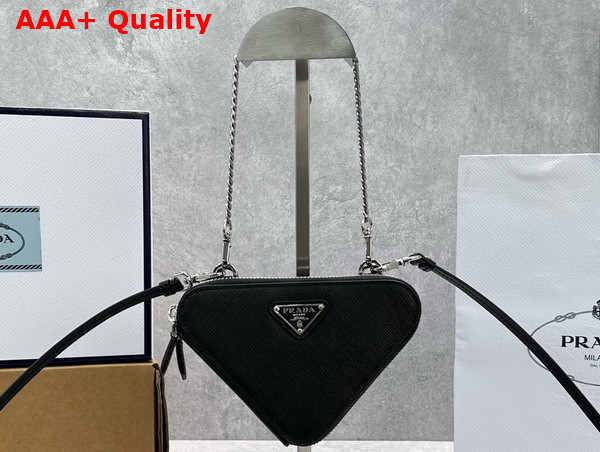 Prada Saffiano Leather Mini Pouch in Black 1NR015 Replica