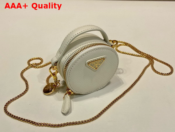 Prada Saffiano Leather Mini Pouch in White 1NR023 Replica