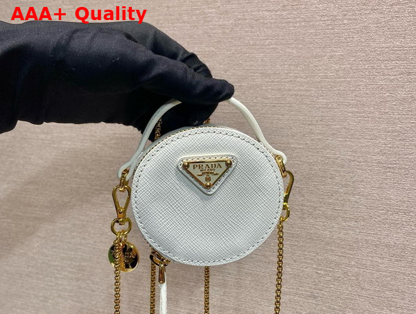 Prada Saffiano Leather Mini Pouch in White 1NR023 Replica