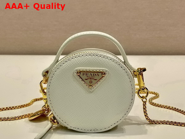 Prada Saffiano Leather Mini Pouch in White 1NR023 Replica