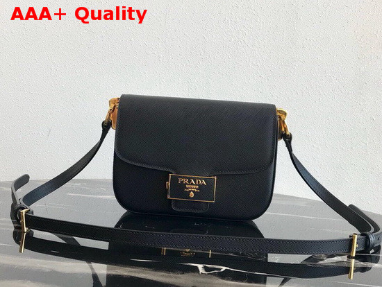 Prada Saffiano Leather Prada Embleme Bag in Black Replica