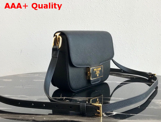 Prada Saffiano Leather Prada Embleme Bag in Black Replica