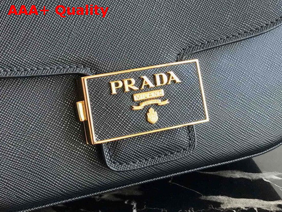 Prada Saffiano Leather Prada Embleme Bag in Black Replica