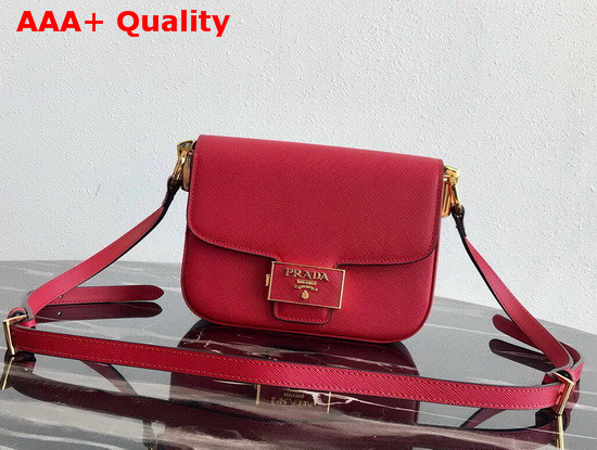 Prada Saffiano Leather Prada Embleme Bag in Red Replica