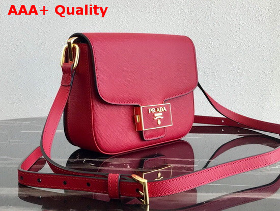 Prada Saffiano Leather Prada Embleme Bag in Red Replica