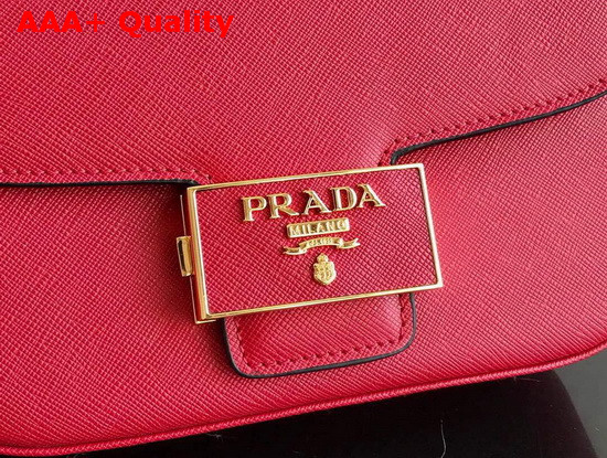 Prada Saffiano Leather Prada Embleme Bag in Red Replica