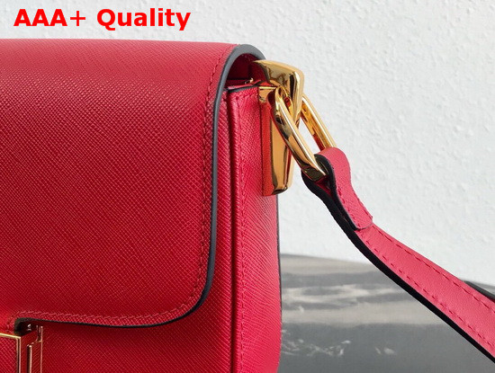 Prada Saffiano Leather Prada Embleme Bag in Red Replica