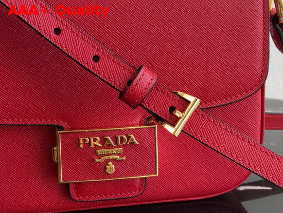 Prada Saffiano Leather Prada Embleme Bag in Red Replica