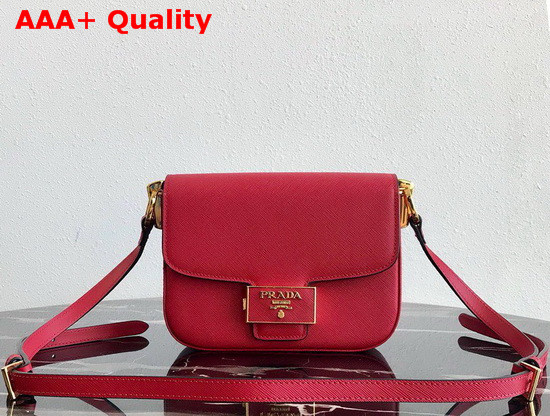 Prada Saffiano Leather Prada Embleme Bag in Red Replica