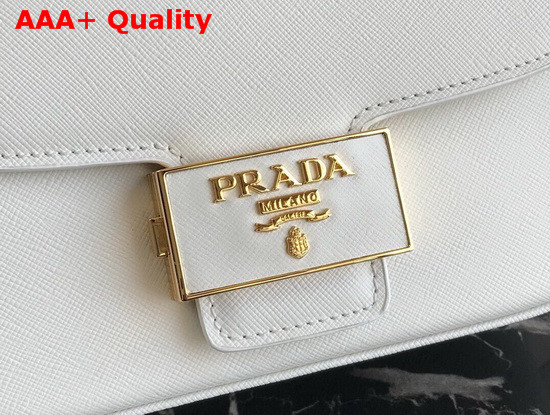 Prada Saffiano Leather Prada Embleme Bag in White Replica