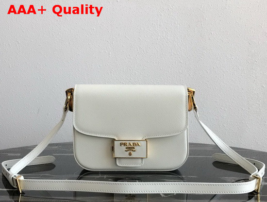 Prada Saffiano Leather Prada Embleme Bag in White Replica