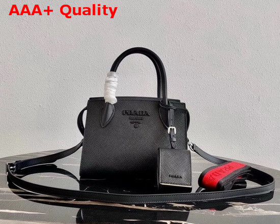 Prada Saffiano Leather Prada Monochrome Bag in Black Replica