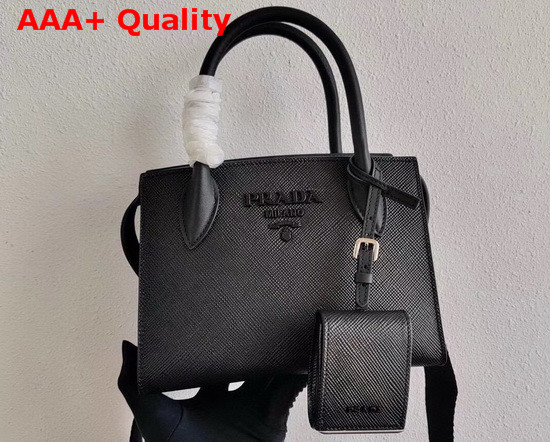 Prada Saffiano Leather Prada Monochrome Bag in Black Replica